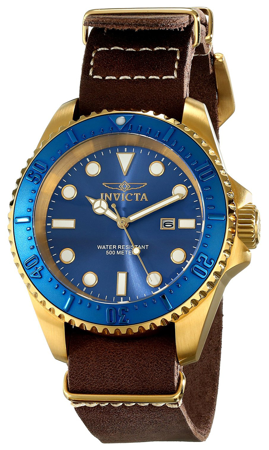 Invicta Pro Diver Herreklokke 17581 Blå/Gulltonet stål Ø50 mm - Invicta