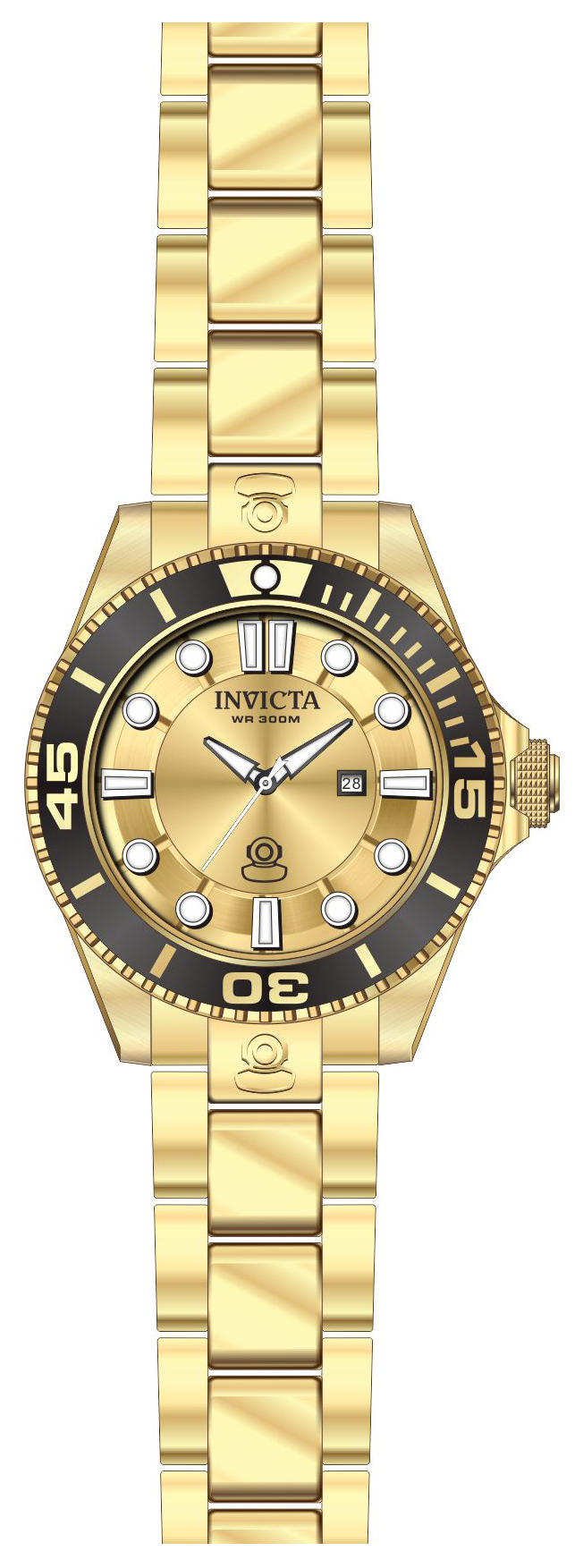 Invicta Pro Diver Dameklokke 19823 Gulltonet/Gulltonet stål Ø38 mm - Invicta