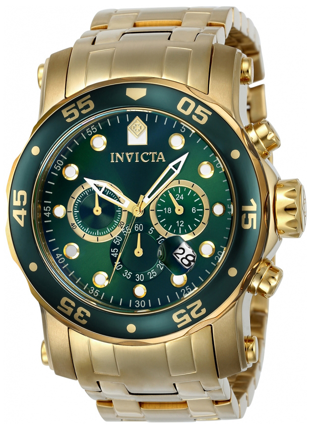 Invicta Pro Diver Herreklokke 23653 Grønn/Gulltonet stål Ø48 mm - Invicta