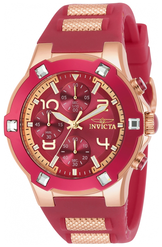 Invicta 99999 Dameklokke 24194 Rød/Rose-gulltonet stål Ø39 mm - Invicta