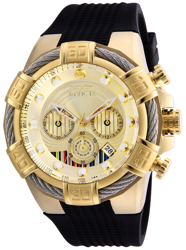 Invicta 99999 Herreklokke 26271 Gulltonet/Gummi Ø52 mm - Invicta