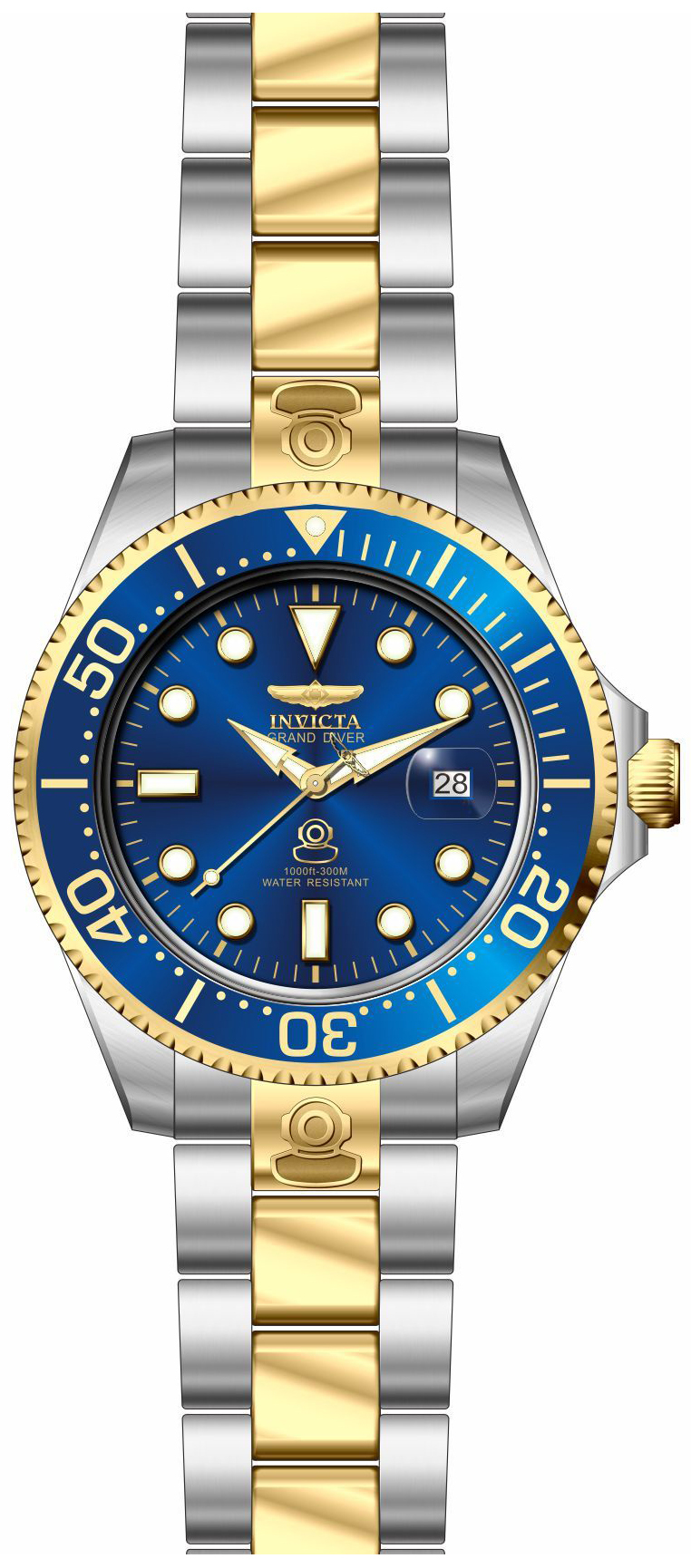 Invicta Pro Diver Herreklokke 27613 Blå/Gulltonet stål Ø47 mm - Invicta