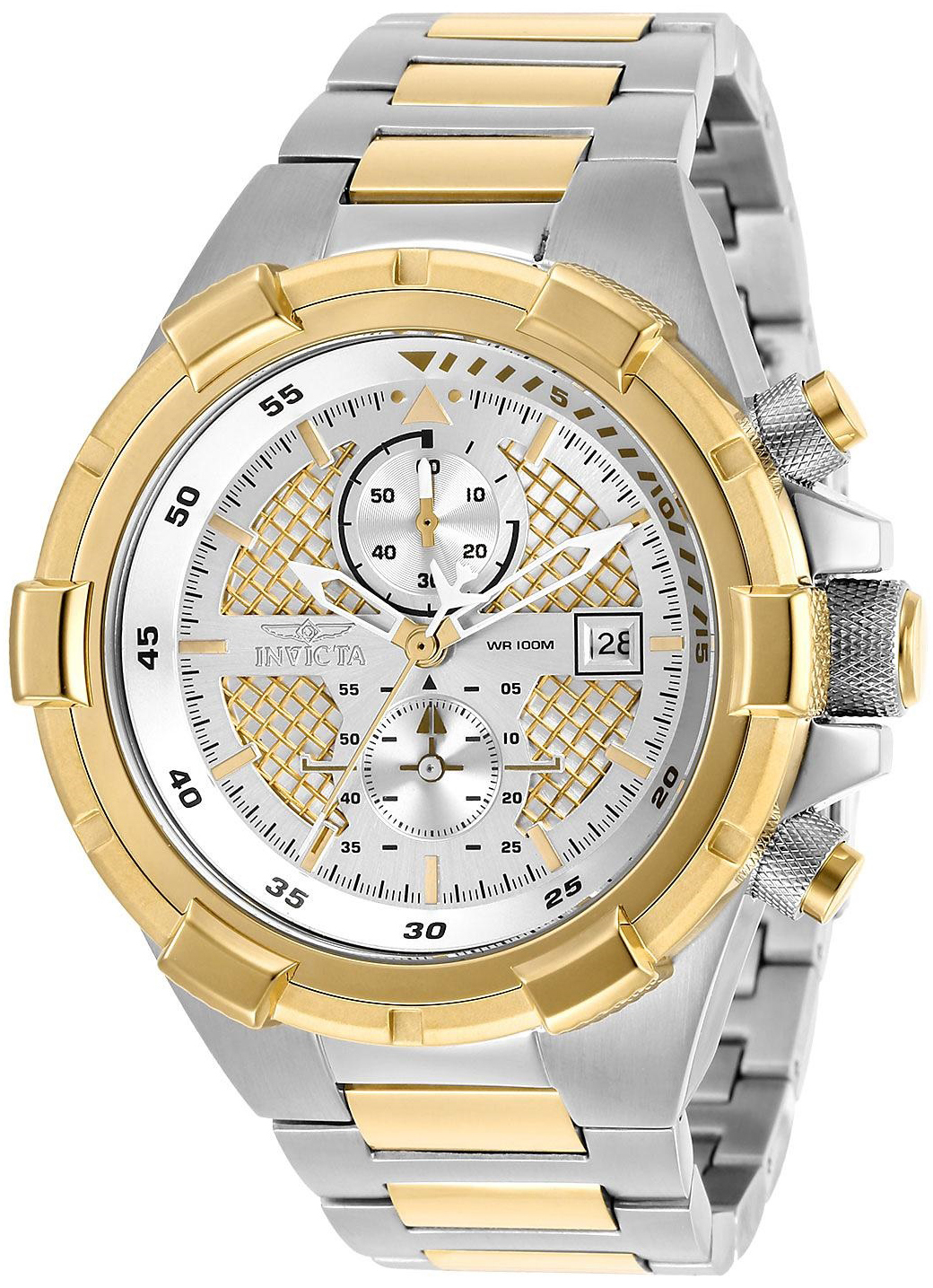 Invicta Herreklokke 28120 Aviator Sølvfarget/Gulltonet stål Ø50.5