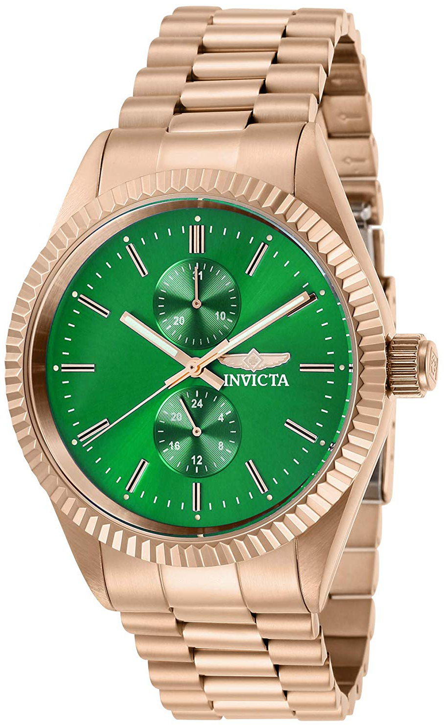 Invicta Specialty Herreklokke 29434 Grønn/Rose-gulltonet stål Ø43 - Invicta