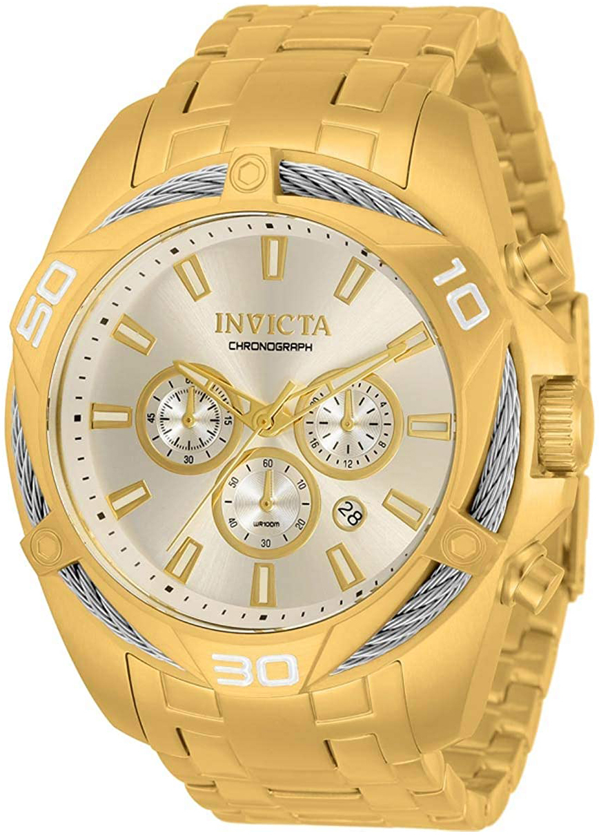 Invicta Herreklokke 34121 Bolt Sølvfarget/Gulltonet stål Ø50 mm