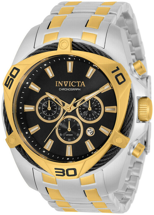 Invicta Herreklokke 34124 Bolt Sort/Gulltonet stål Ø50 mm