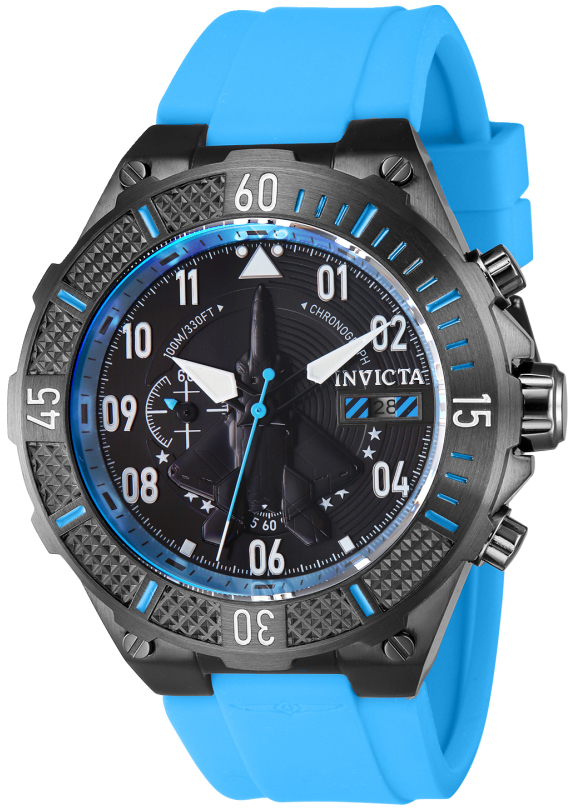 Invicta Herreklokke 39898 Aviator Sort/Gummi Ø50 mm