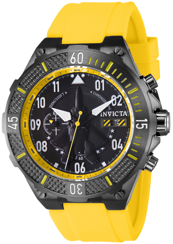Invicta Herreklokke 39899 Aviator Sort/Gummi Ø50 mm