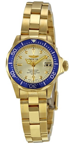 Invicta Pro Diver Dameklokke 4610 Sølvfarget/Gulltonet stål Ø24 mm - Invicta