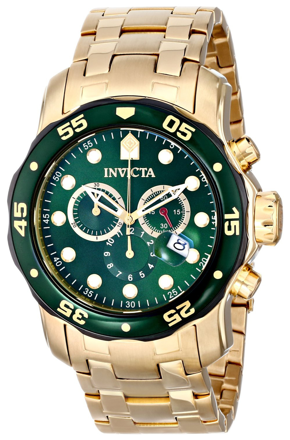 Invicta 99999 Herreklokke 80072 Grønn/Gulltonet stål Ø48 mm - Invicta