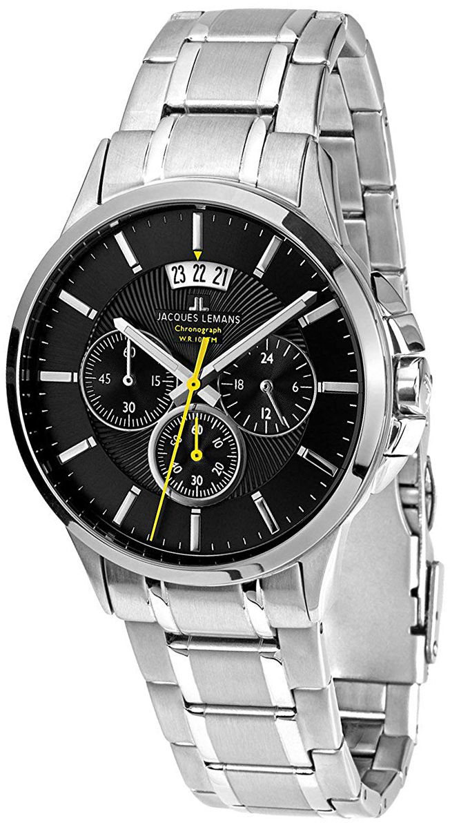 Jacques Lemans Herreklokke 1-1542D Sydney Sort/Stål Ø42 mm