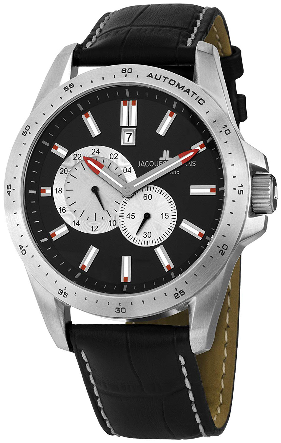 Jacques Lemans Herreklokke 1-1775A Liverpool Sort/Lær Ø48 mm