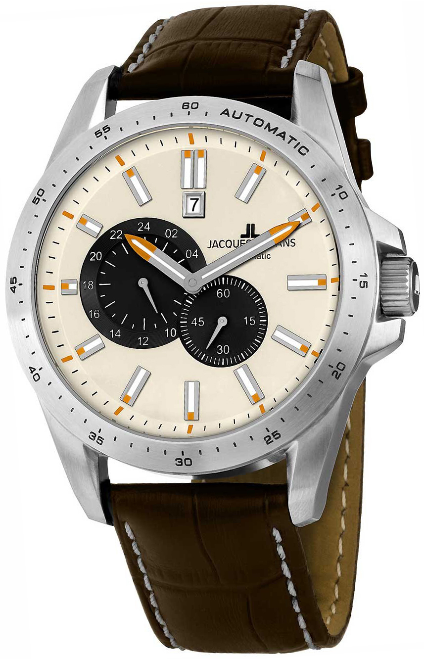 Jacques Lemans Herreklokke 1-1775B Liverpool Antikkhvit/Lær Ø48 mm