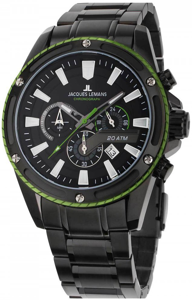 Jacques Lemans Herreklokke 1-2141H Liverpool Sort/Stål Ø48 mm