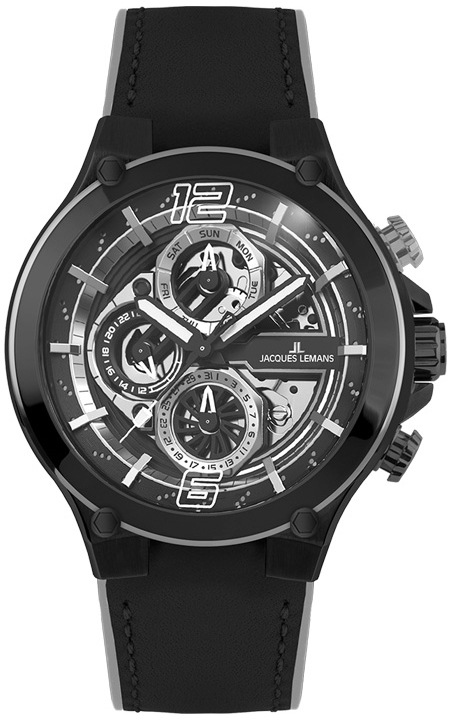Jacques Lemans Herreklokke 1-2150A Manchester Grå/Gummi Ø44 mm