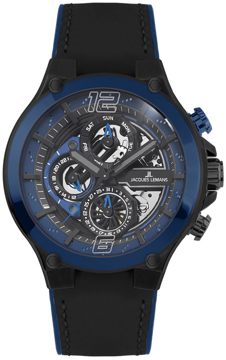 Jacques Lemans Herreklokke 1-2150B Manchester Blå/Gummi Ø44 mm