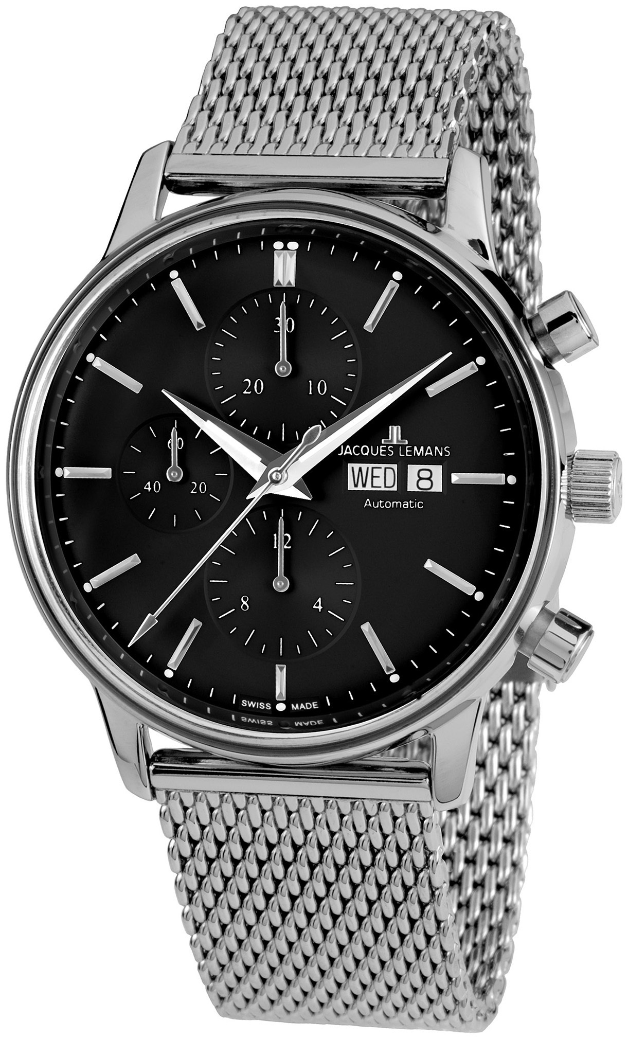 Jacques Lemans Herreklokke N-208C Retro Classic Sort/Stål Ø44 mm