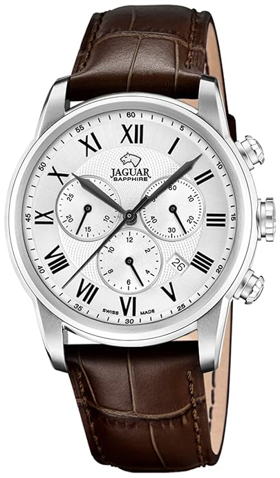 Jaguar Herreklokke J968/5 Acamar Sølvfarget/Lær Ø42 mm