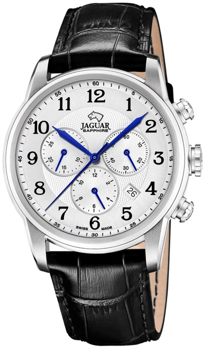 Jaguar Herreklokke J968/7 Acamar Sølvfarget/Lær Ø42 mm
