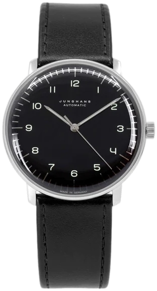 Junghans Herreklokke 27/3400.02 Max Bill Sort/Lær Ø38 mm