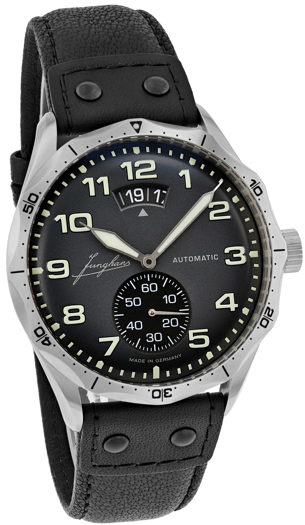 Junghans Herreklokke 27/4490.00 Pilot Automatic Grå/Lær Ø43.3 mm