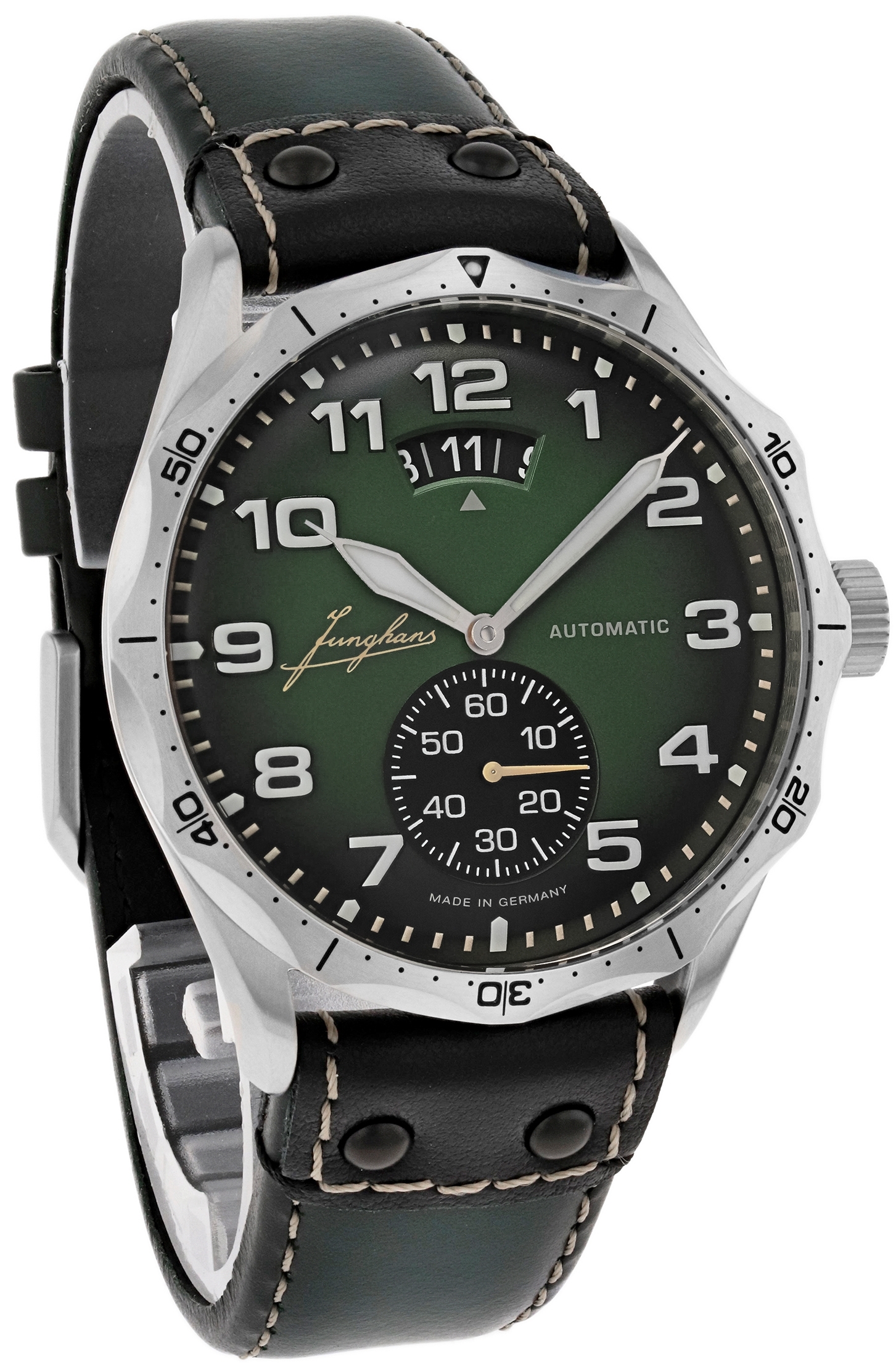 Junghans Herreklokke 27/4495.00 Pilot Automatic Grønn/Lær Ø43.3 mm
