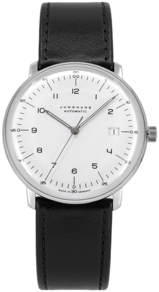 Junghans 27/4700.02 Max Bill Hvit/Lær Ø38 mm