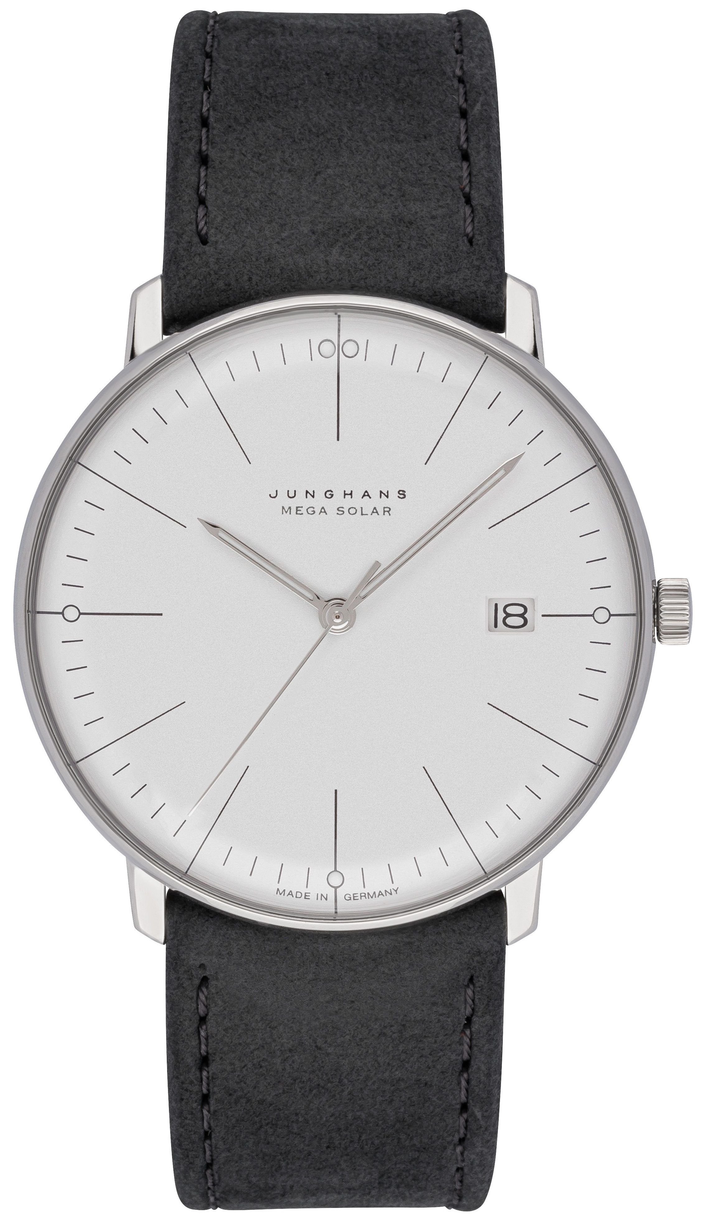 Junghans 59/2020.02 Max Bill Sølvfarget/Lær Ø38 mm