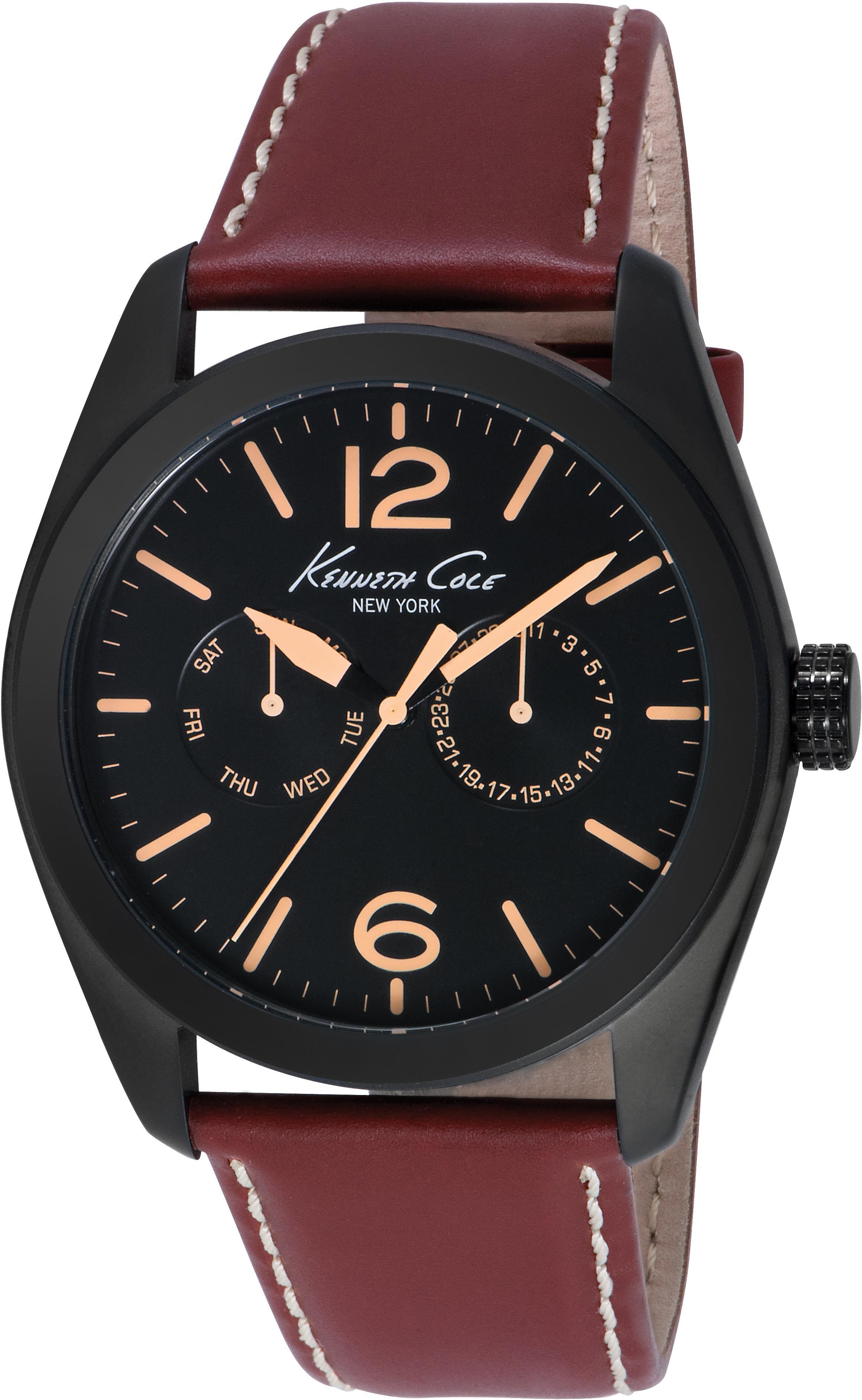 Kenneth Cole Herreklokke IKC8063 Sort/Lær Ø44 mm
