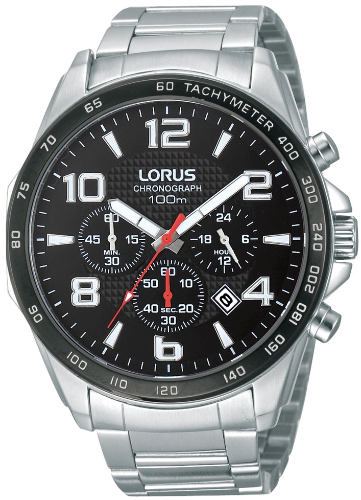 Lorus Herreklokke RT351CX9 Sports Sort/Stål Ø45 mm