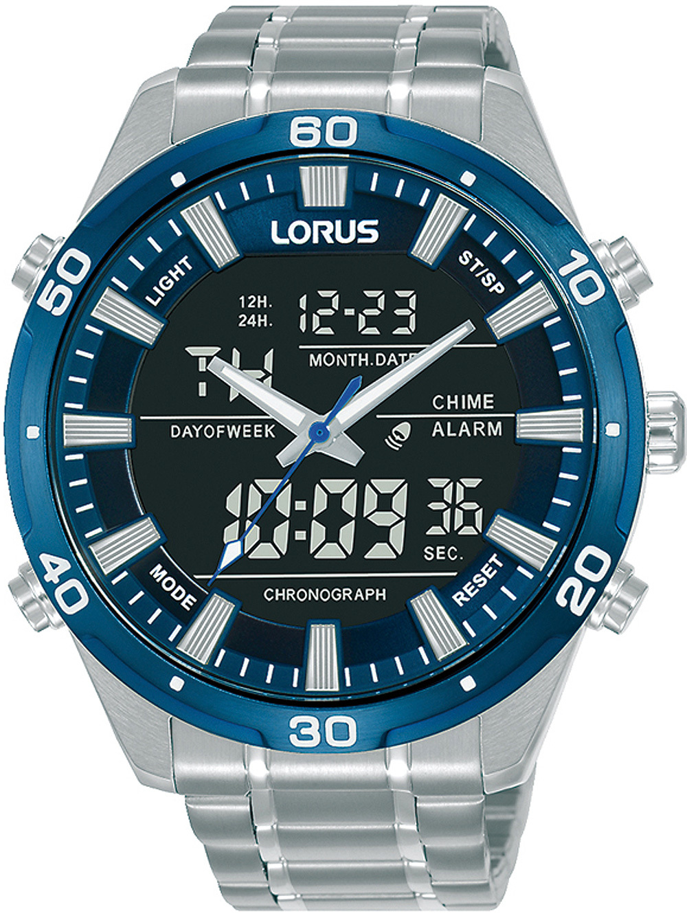 Lorus Herreklokke RW647AX9 Sports Sort/Stål Ø46 mm