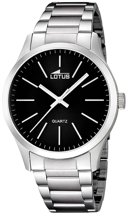 Lotus Herreklokke 15959/3 Minimalist Sort/Stål Ø42 mm