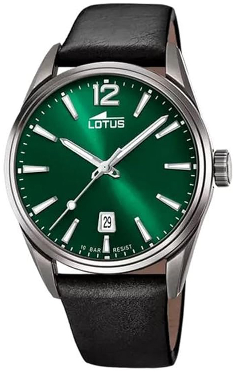 Lotus Herreklokke 18685/4 Minimalist Grønn/Lær Ø42 mm