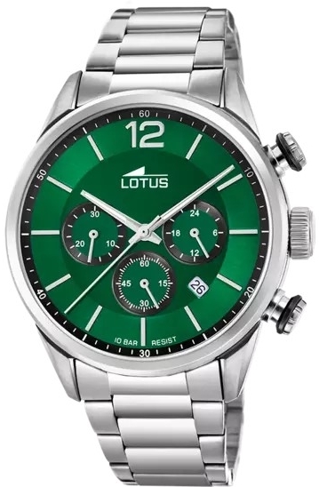Lotus Herreklokke 18688/4 Classic Grønn/Stål Ø43 mm