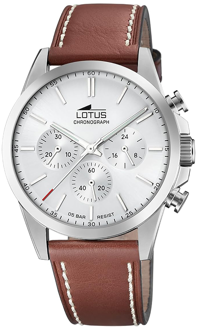 Lotus Herreklokke 18990/1 Chrono Sølvfarget/Lær Ø41 mm