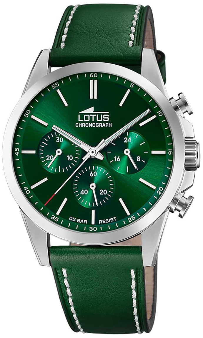 Lotus Herreklokke 18990/3 Chrono Grønn/Lær Ø41 mm
