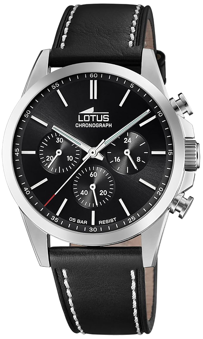 Lotus Herreklokke 18990/4 Chrono Sort/Lær Ø41 mm