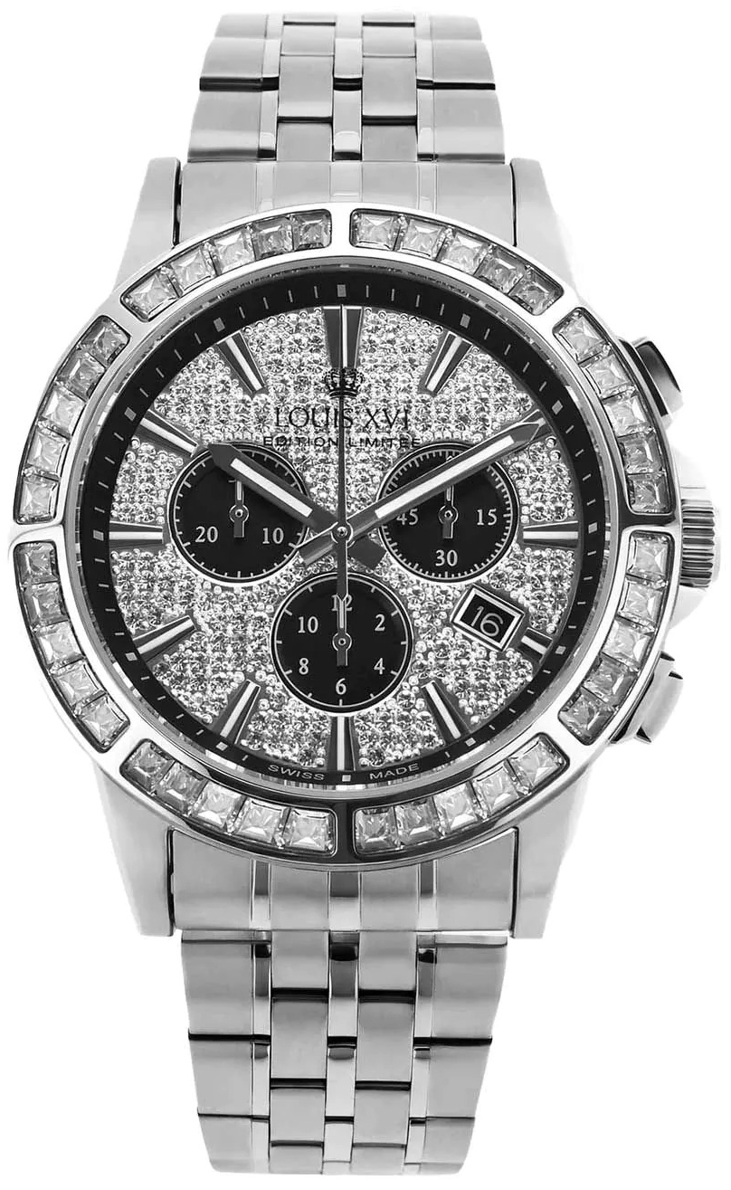 Louis XVI Herreklokke LXVI1131 Majesty Sort/Stål Ø43 mm