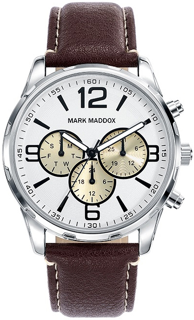 Mark Maddox Herreklokke HC6018-05 Classic Hvit/Lær Ø42 mm