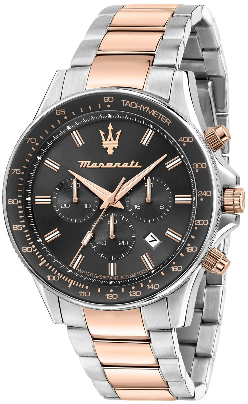 Maserati Herreklokke R8873640021 Sfida Sort/Rose-gulltonet stål Ø44