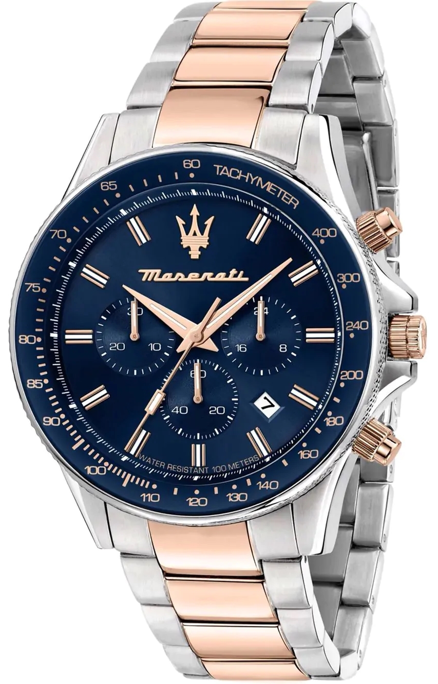 Maserati Herreklokke R8873640022 Sfida Blå/Rose-gulltonet stål Ø44