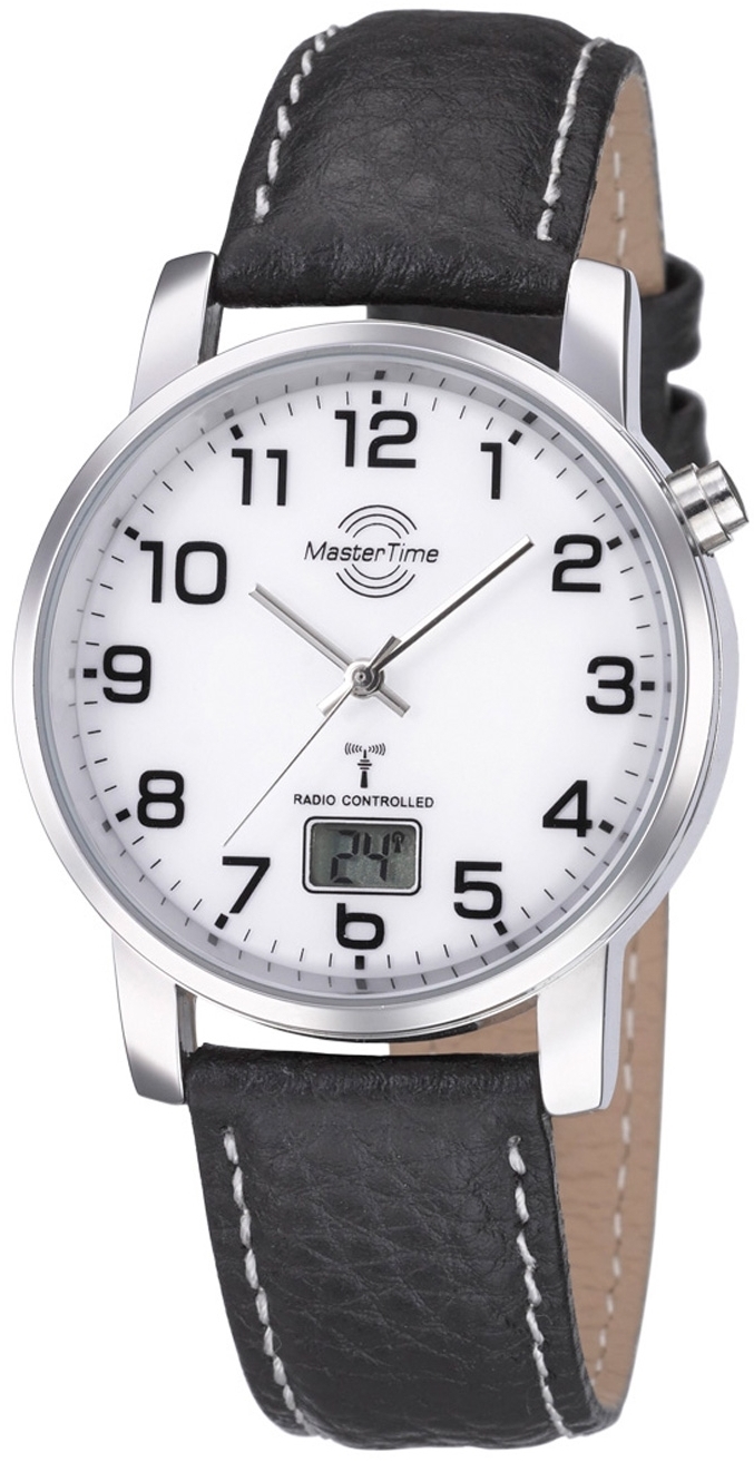 Master Time Herreklokke MTGA-10294-12L Funk Basic Hvit/Lær Ø41 mm