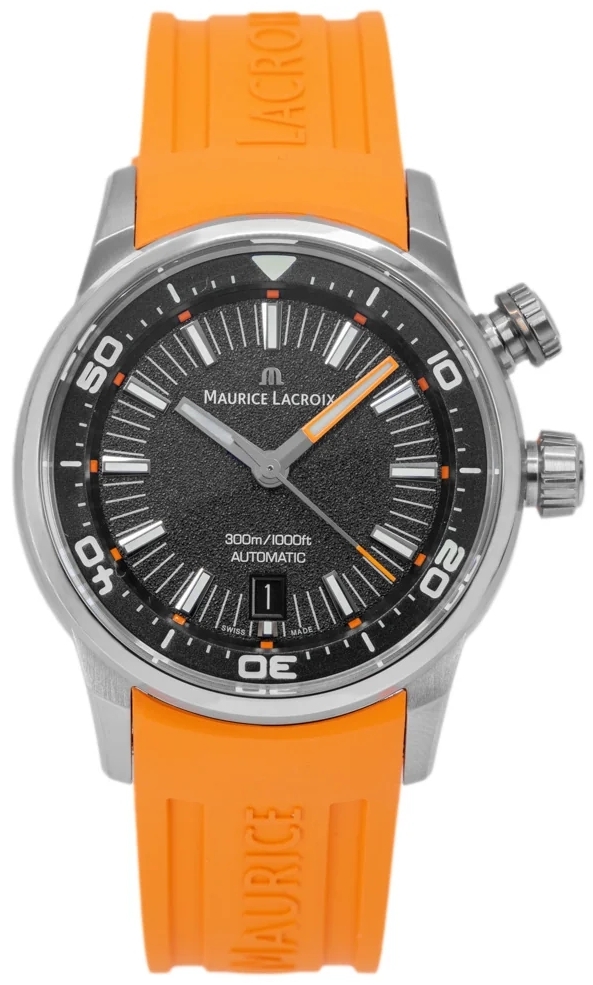 Maurice Lacroix Herreklokke PT6248-SS00L-330-J Pontos Sort/Lær Ø42