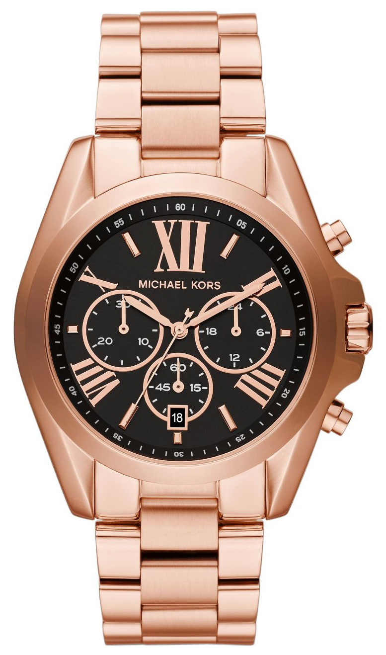 Michael Kors Dameklokke MK5854 Sort/Rose-gulltonet stål Ø43 mm - Michael Kors