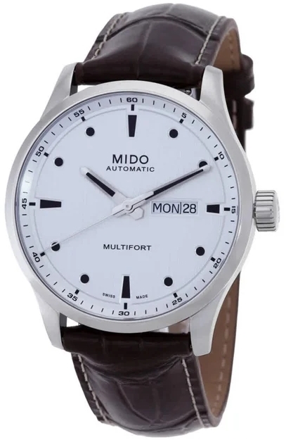 Mido Herreklokke M038.430.16.031.00 Multifort Sølvfarget/Lær Ø42 mm