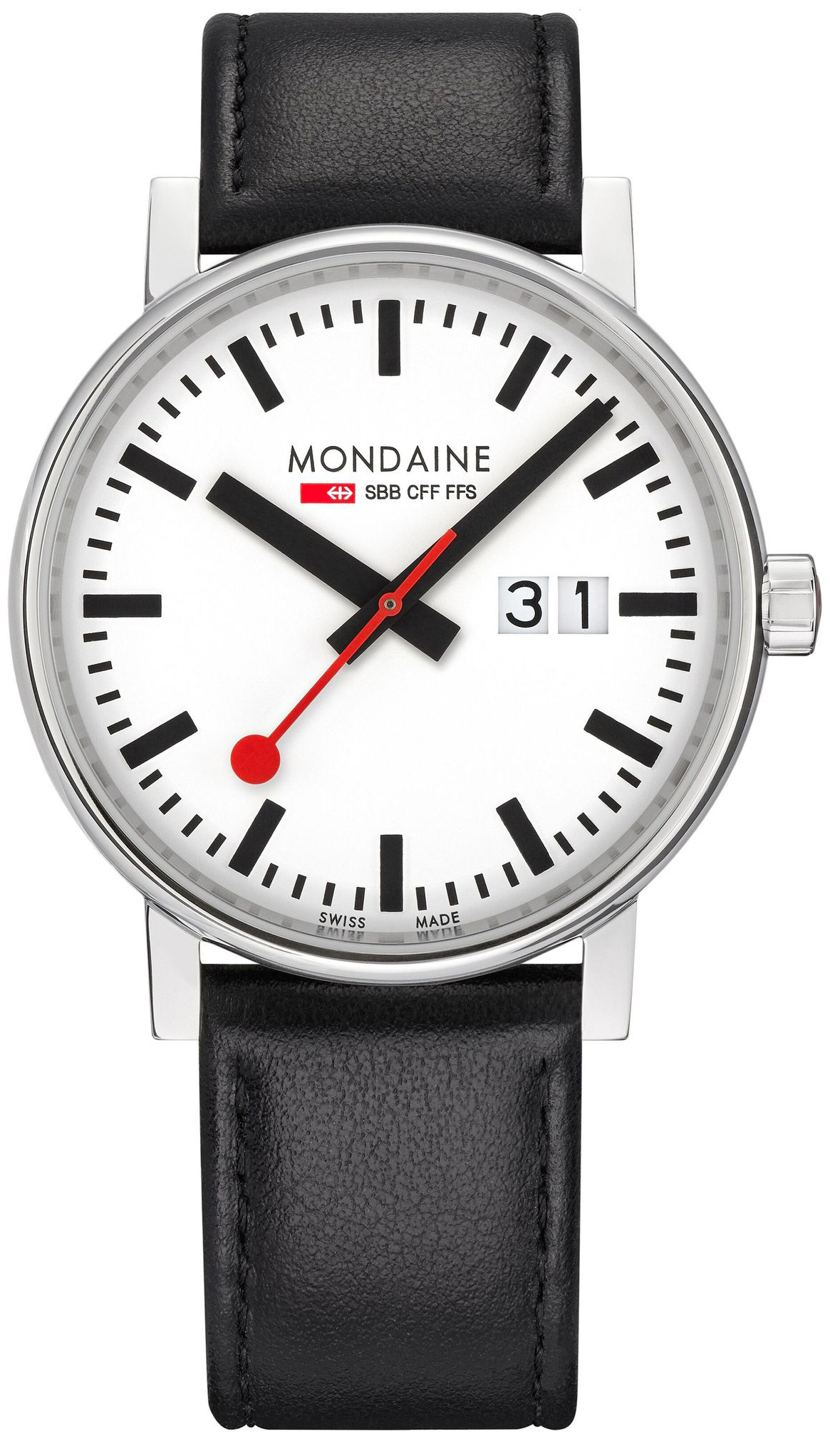 Mondaine MSE.40210.LBV Evo2 Hvit/Lær Ø40 mm