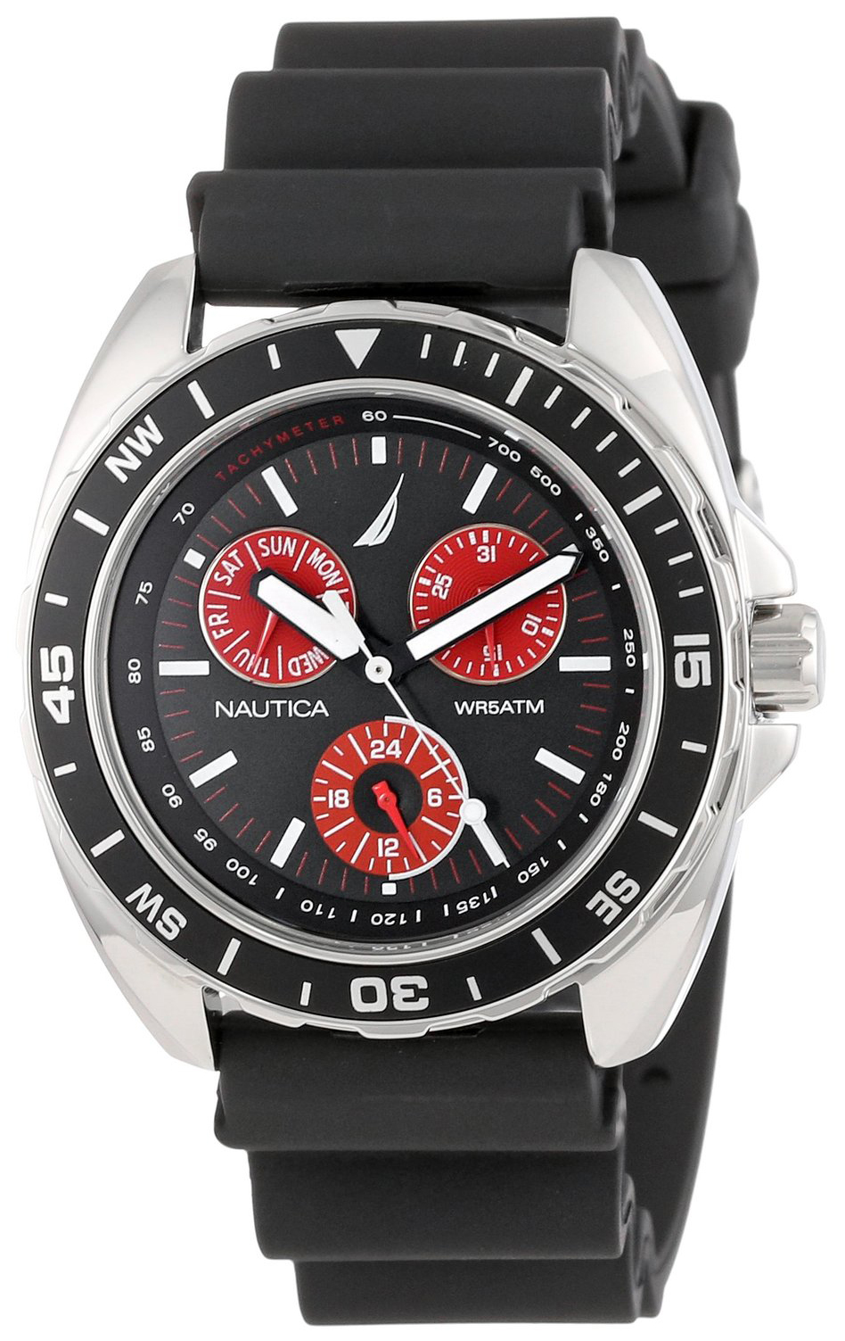 Nautica Herreklokke N07577G Multifunction Sort/Resinplast Ø42 mm