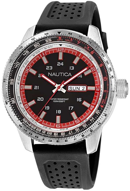 Nautica Herreklokke NAPP39S22 Pier39 Sort/Gummi Ø46 mm