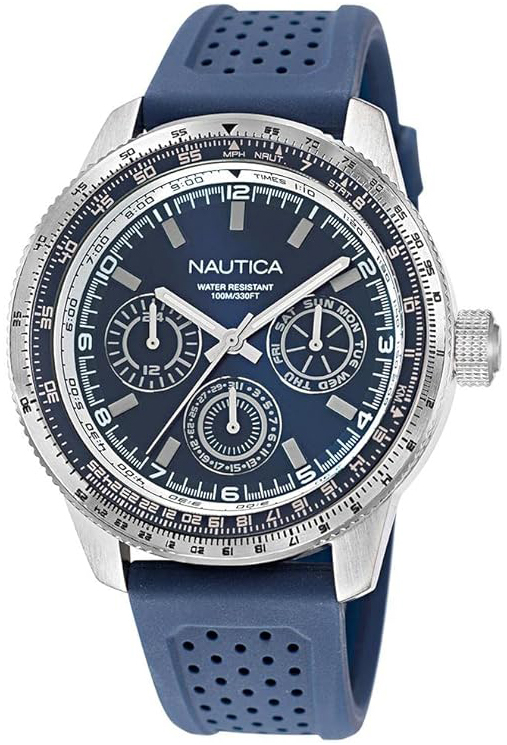 Nautica Herreklokke NAPP39S25 Pier 39 Blå/Gummi Ø46 mm