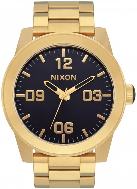 Nixon Herreklokke A346-2033 The Corporal Sort/Gulltonet stål Ø48 mm